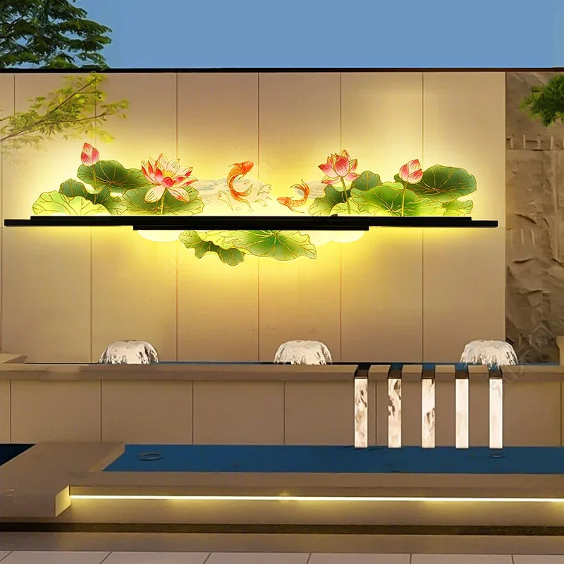 OULALA Electricity Outdoor Mural Lamp Creative Landscape Waterproof Mural Courtyard Wall Garden Communit Decoration Painting