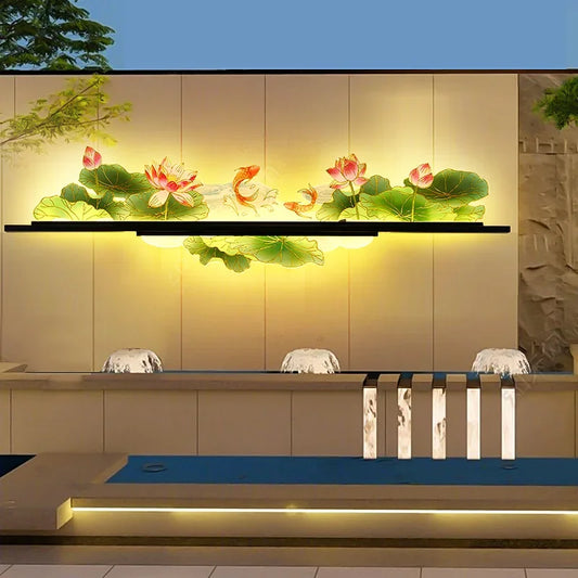 OULALA Electricity Outdoor Mural Lamp Creative Landscape Waterproof Mural Courtyard Wall Garden Communit Decoration Painting