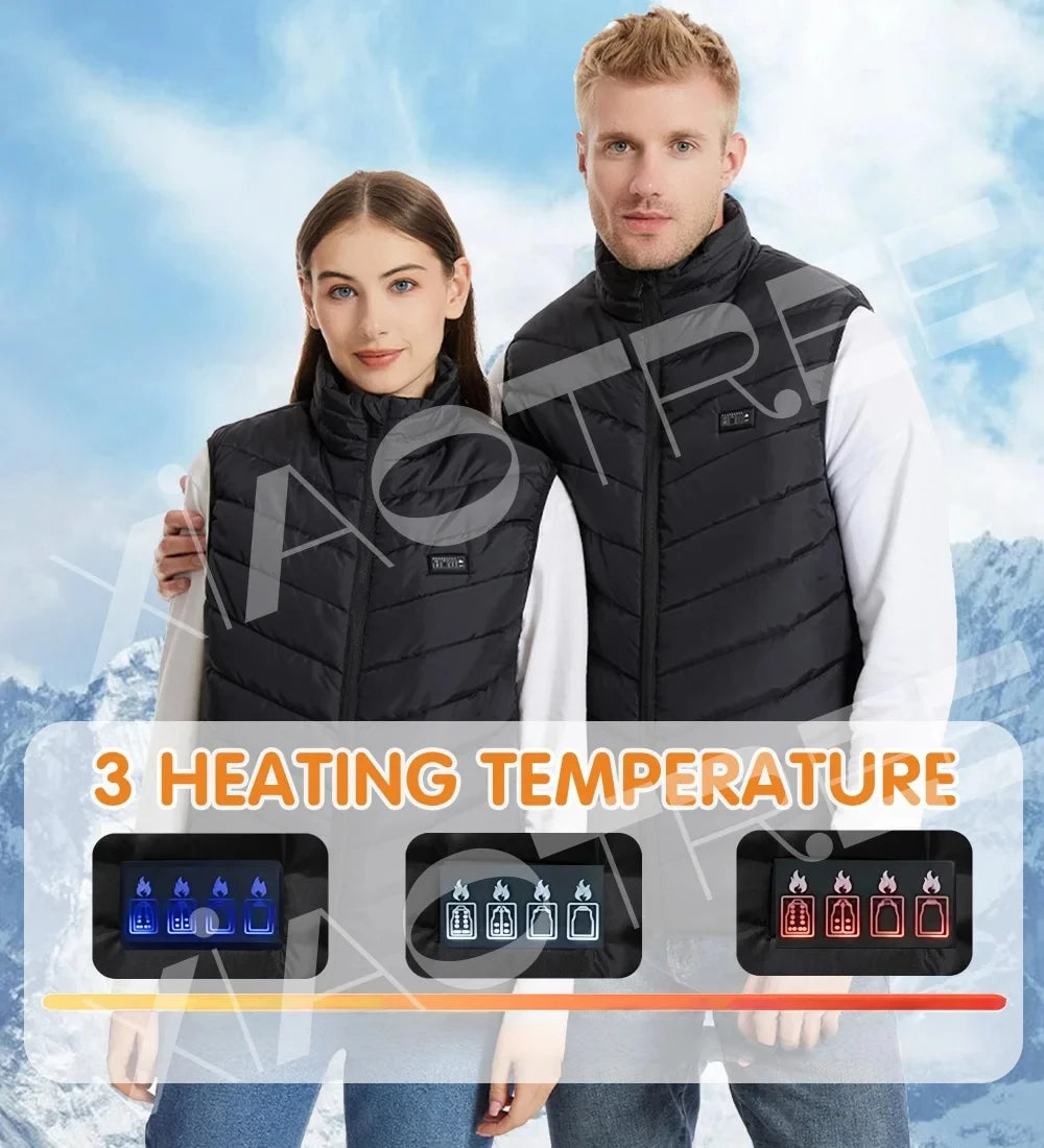 28/9 Areas Heated Vest Jacket Electric Usb Jacket Thermal Vest Body Warmer Coat