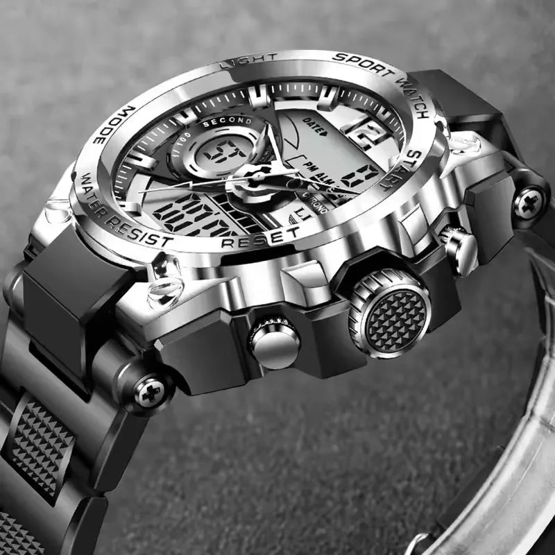 LIGE Men Military Digital Watch 50m Waterproof LED Quartz