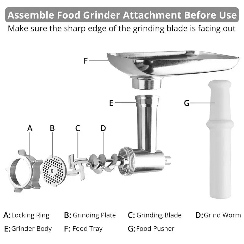Stainless Steel Grinder KitchenAid Stand Mixer, Meat Grinder Accessories