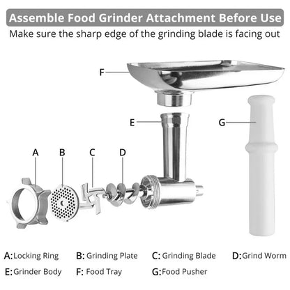 Stainless Steel Grinder KitchenAid Stand Mixer, Meat Grinder Accessories