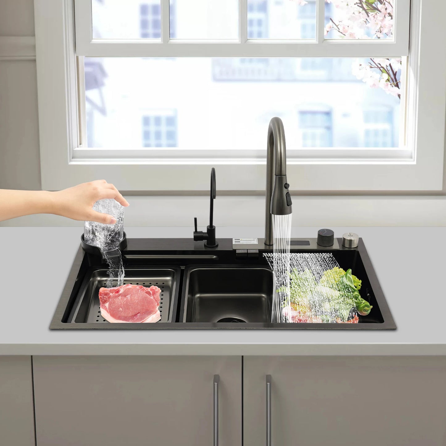 201 Stainless Steel Kitchen Sink Set With Nano Electroplating