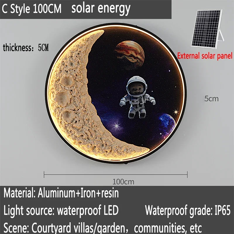 RONIN Solar Outdoor Mural Lamp 1 Meter Diameter Circular Landscape Waterproof Mural  Villa Courtyard Decoration Painting