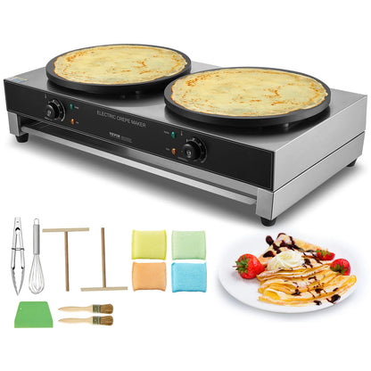 Electric Crepe Maker Double Head 3400W Flat Plate Griddle
