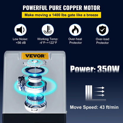 Electric Gate Opener for Sliding Gates with Two Remotes