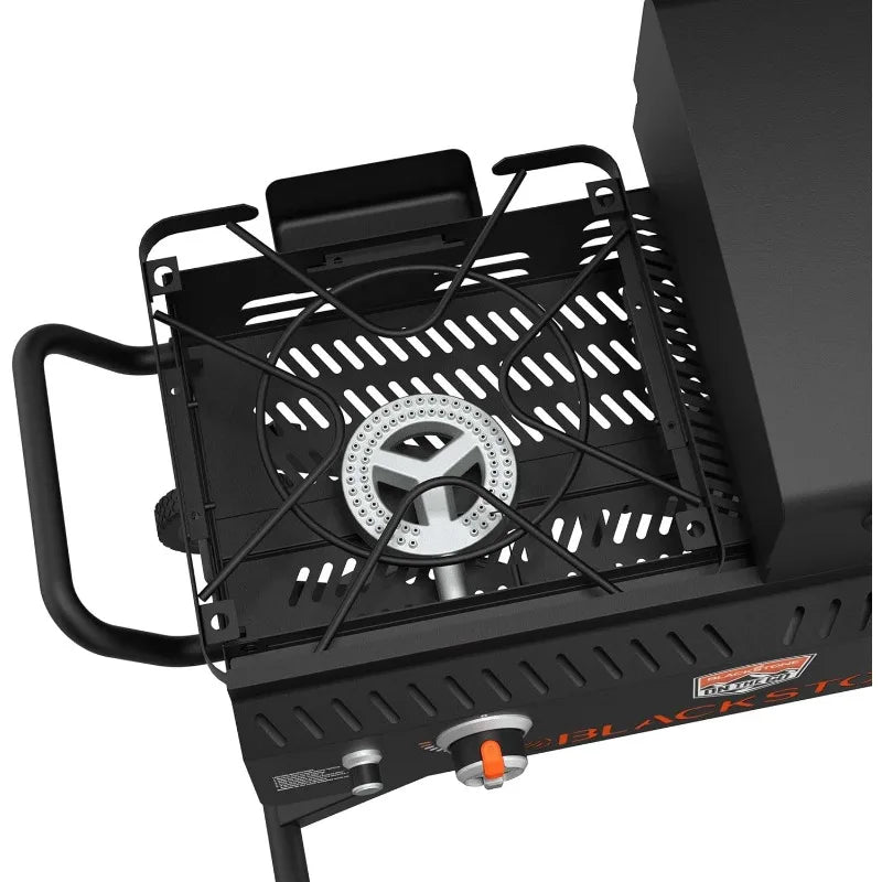 Go Combo with Wheels, Legs Hood & Side Shelf-Heavy Duty Flat Top Portable BBQ Griddle Grill Station for Kitchen, Camping with a grease catch