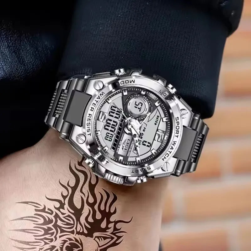 LIGE Men Military Digital Watch 50m Waterproof LED Quartz
