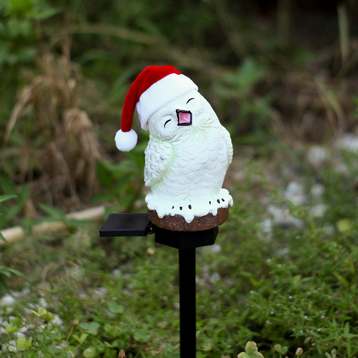 Christmas Snowy Owl Luminous Outdoor Statue - Solar Simulated Animal Lawn Light, Christmas Garden Decorative Crafts
