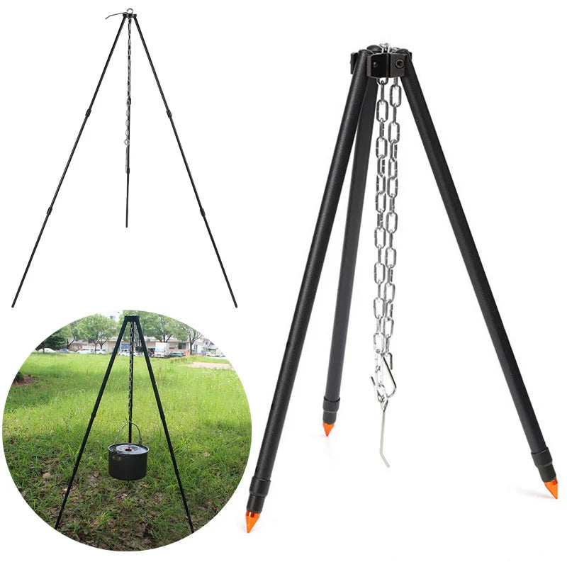 Hike Mount Camping Campfire Tripod Hanging Pot Outdoor Cookware
