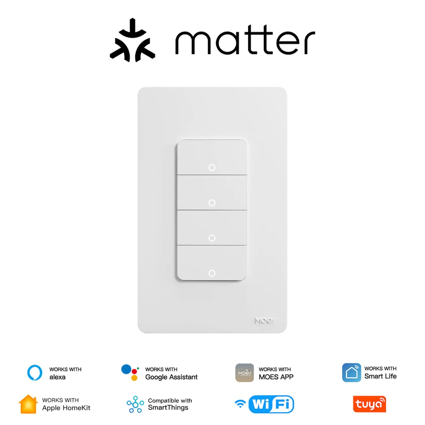 MOES Tuya Matter Smart Light Button Switch With App Control