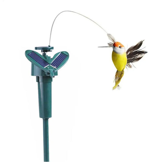 1pc Solar Rotating Bird Funny Flying Hummingbird Solar Powered Birds Stake Auto Flying Fluttering Toy Garden Decoration Ornament