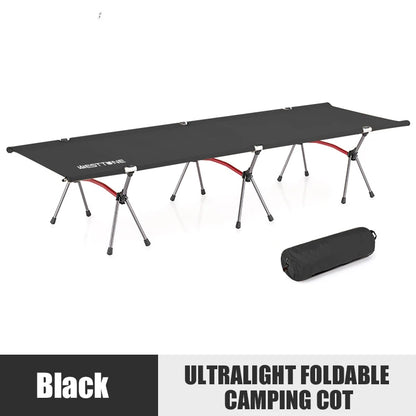 Ultralight Aluminum Folding Cot With Leg Extenders For Camping
