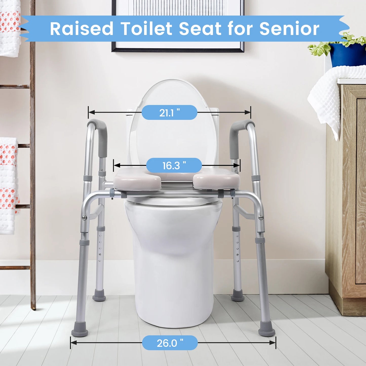 Twisterck Raised Toilet Seat 350LB Homecare Commode With Adjustable Height