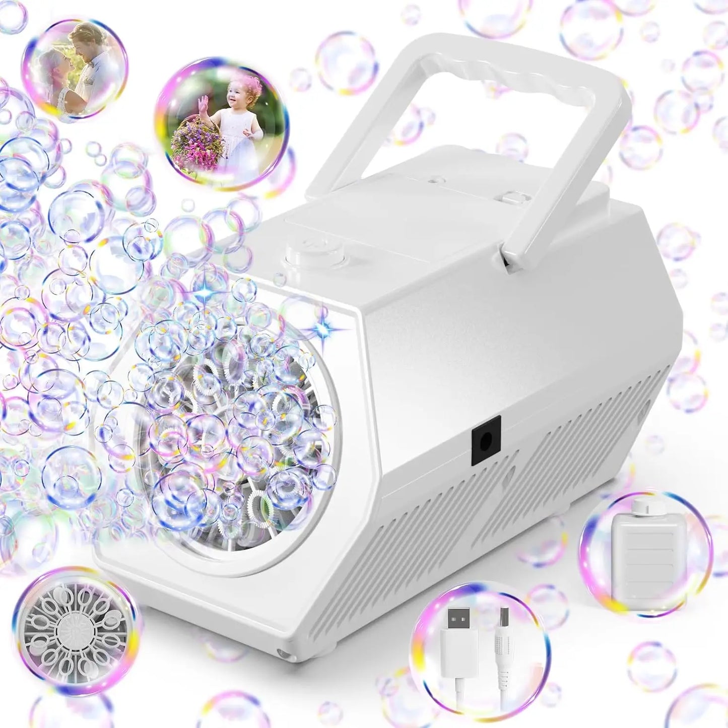 Bubble Machine Rechargeable Bubble Blower For Kids Party