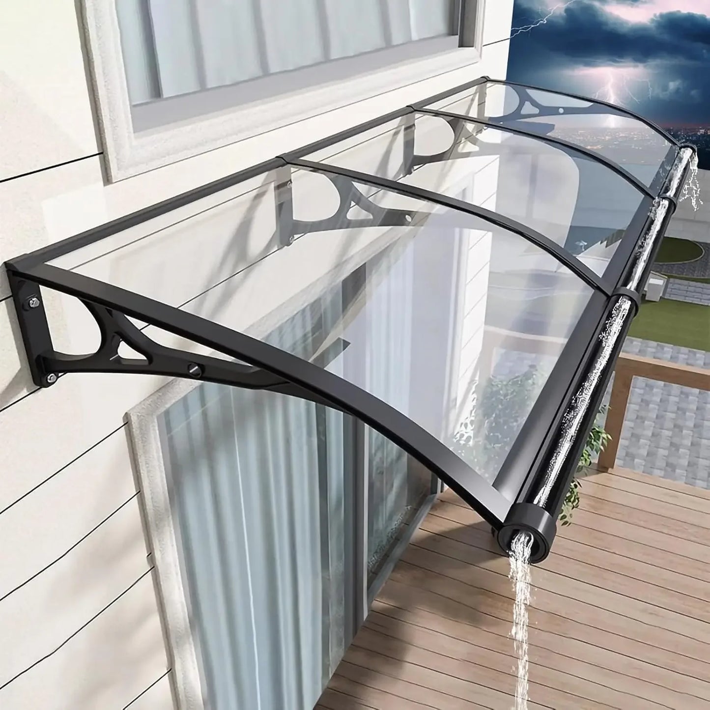 DUOFU Door Entrance Awning Polycarbonate Cover UV Rain