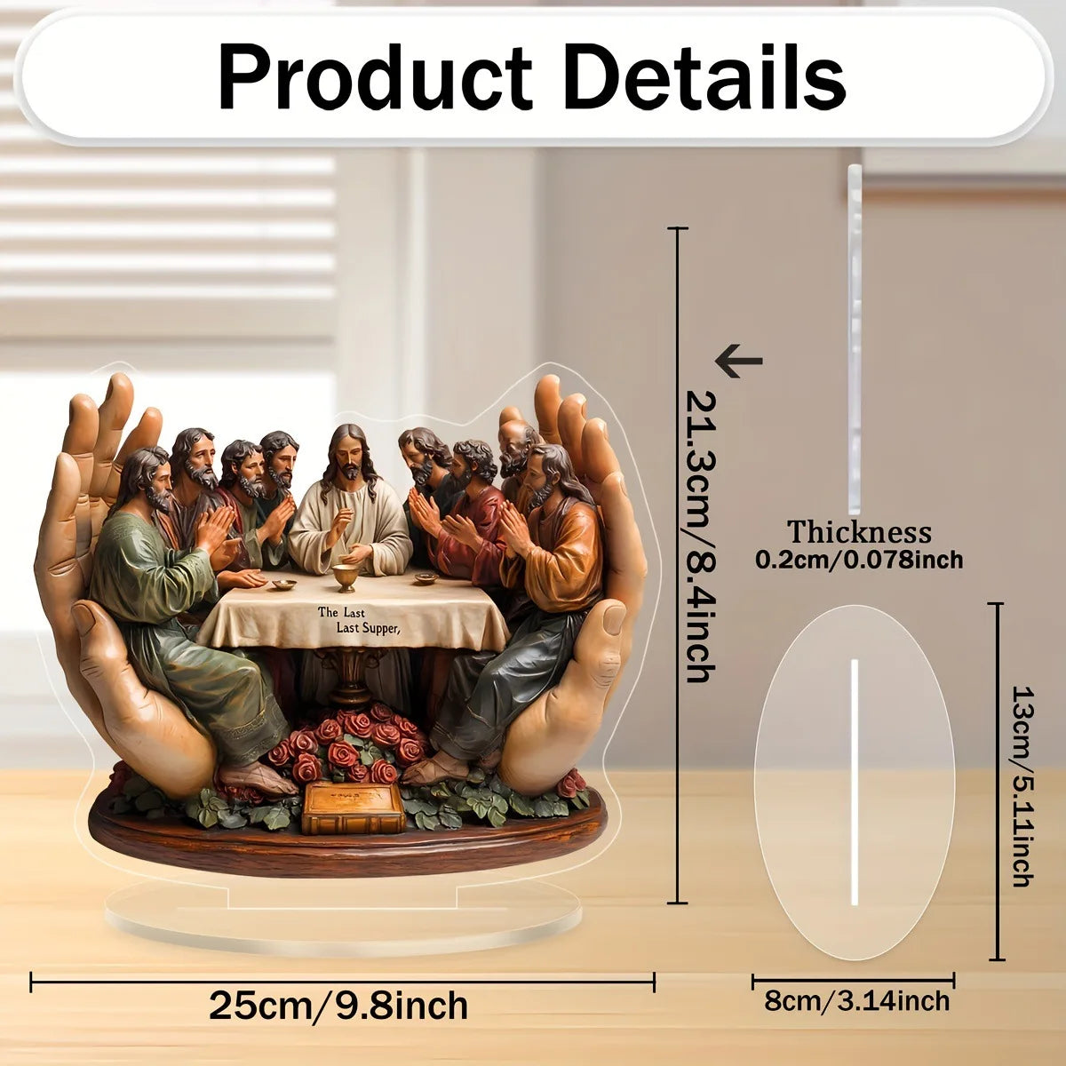 "2D The Last Supper Resin Sculpture - Christian Home Decor for Living Room, Office Desk, Meaningful Religious Gift (25cmx21cm)"