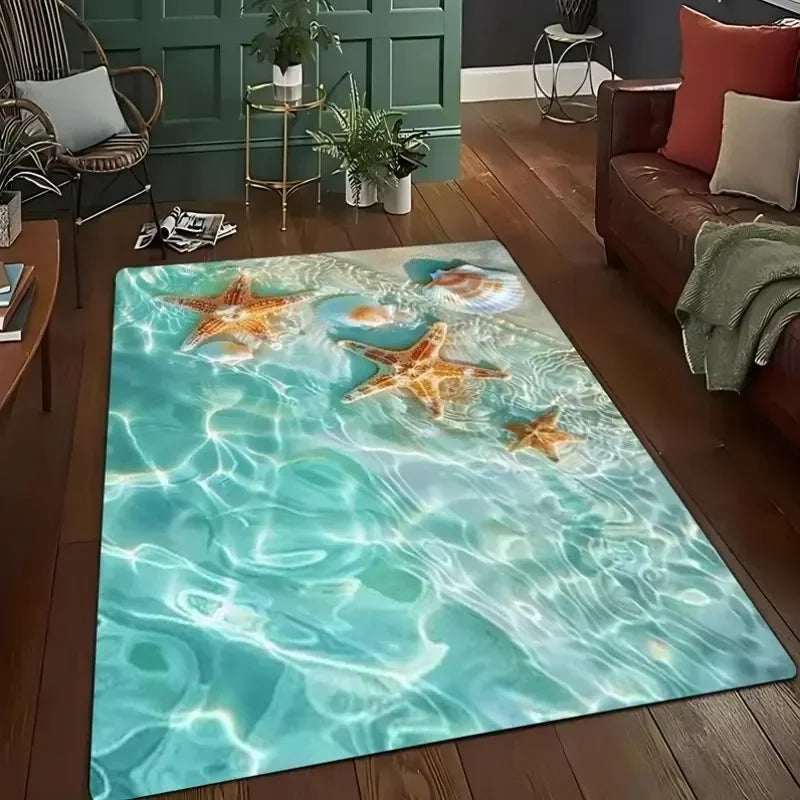 3D Desert Crack Water Fire Design Rug Non-Slip Machine Washable Carpet Fashion Bedroom Living Room Beach Style Floor Mat