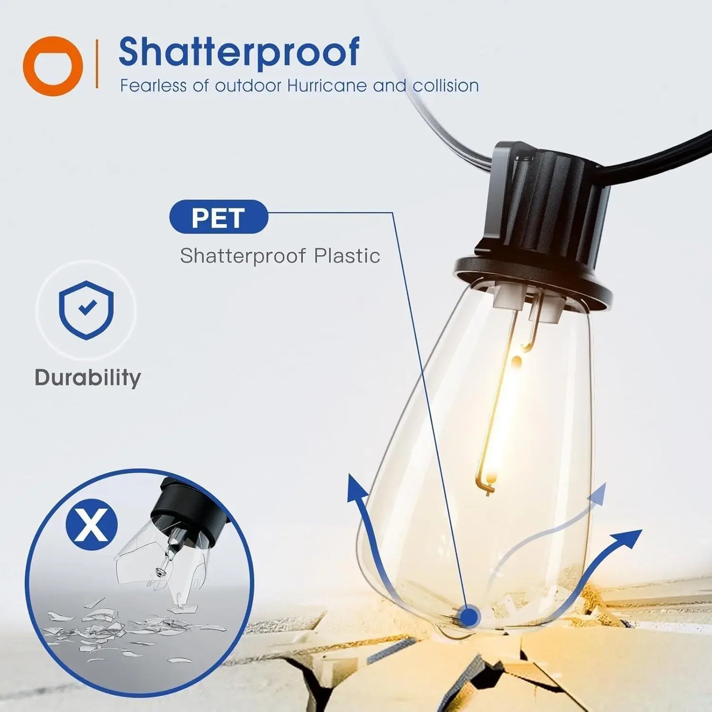 MIMIRGB LED Outdoor Patio String Lights Waterproof Dimmable