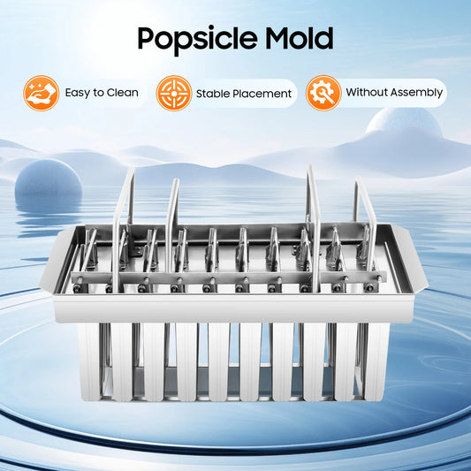 20 Cavity Stainless Steel Popsicle Maker Mold with Sticks, DIY Ice Cream Mold for Home, Party, Restaurant Bulk Treats