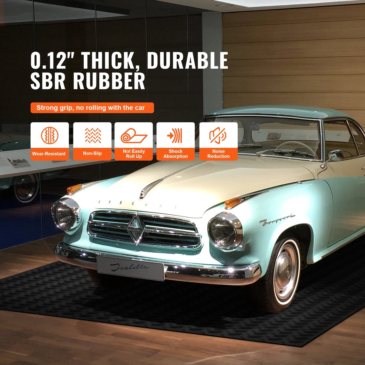 Rubber Flooring Roll 4 x 6/8/10/15 ft Rubber Garage Floor Mat Easy to Clean