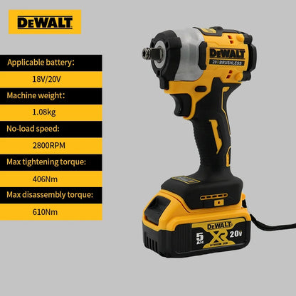 DEWALT  Cordless Impact Wrench Key Impact Brushless Electric Tool 20V Variable Speed Rechargeable Wrench