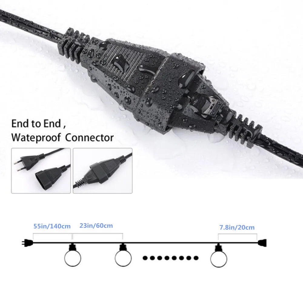 VNL White Wedding String Light,Retro Garden Decorative Garland Light With 10M 15x Clear Ball Bulbs for Hanging Umbrella Patio