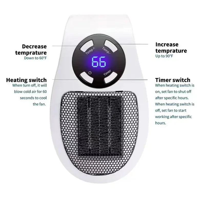 Portable Electric Heater Air Blower Wall Mounted Winter Warmer Machine