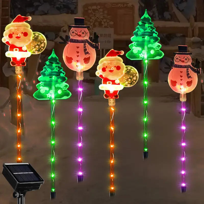 6PCS Solar Powered Christmas Stake Lights Solar Christmas Decor LED Lights Outdoor Waterproof Garden Walkway Holiday 870