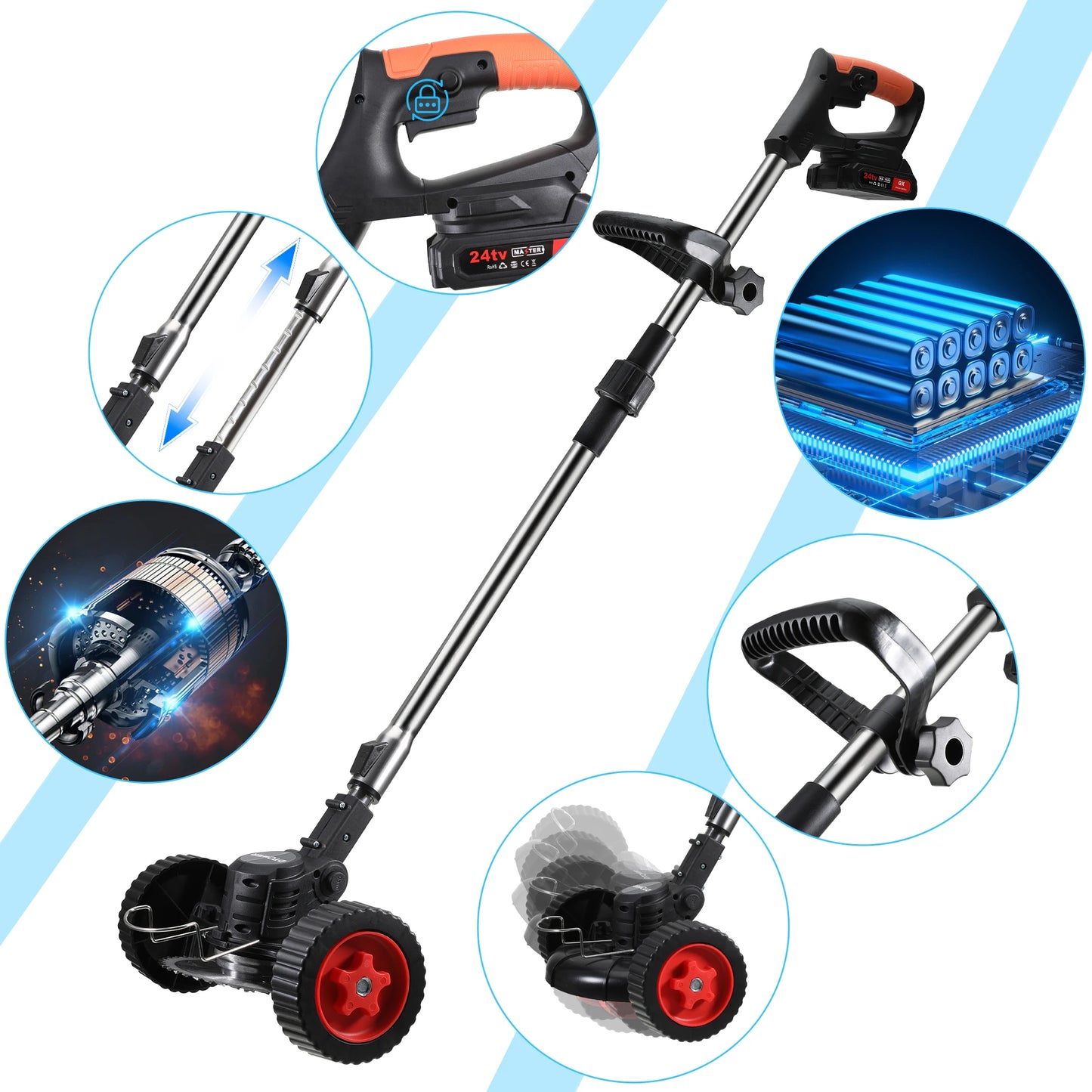 Cordless 21V Electric Lawn Mower With 1300mAh Battery