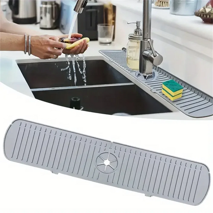 Silicone Drain Mat, Kitchen Faucet Sink Splash Guard,  Sink Draining Pad Behind Faucet,For Kitchen & Bathroom Countertop Protect