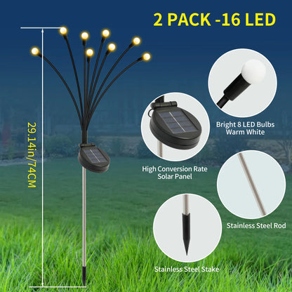 8-Head Solar Firefly Stake Lights Outdoor Garden Decoration Waterproof