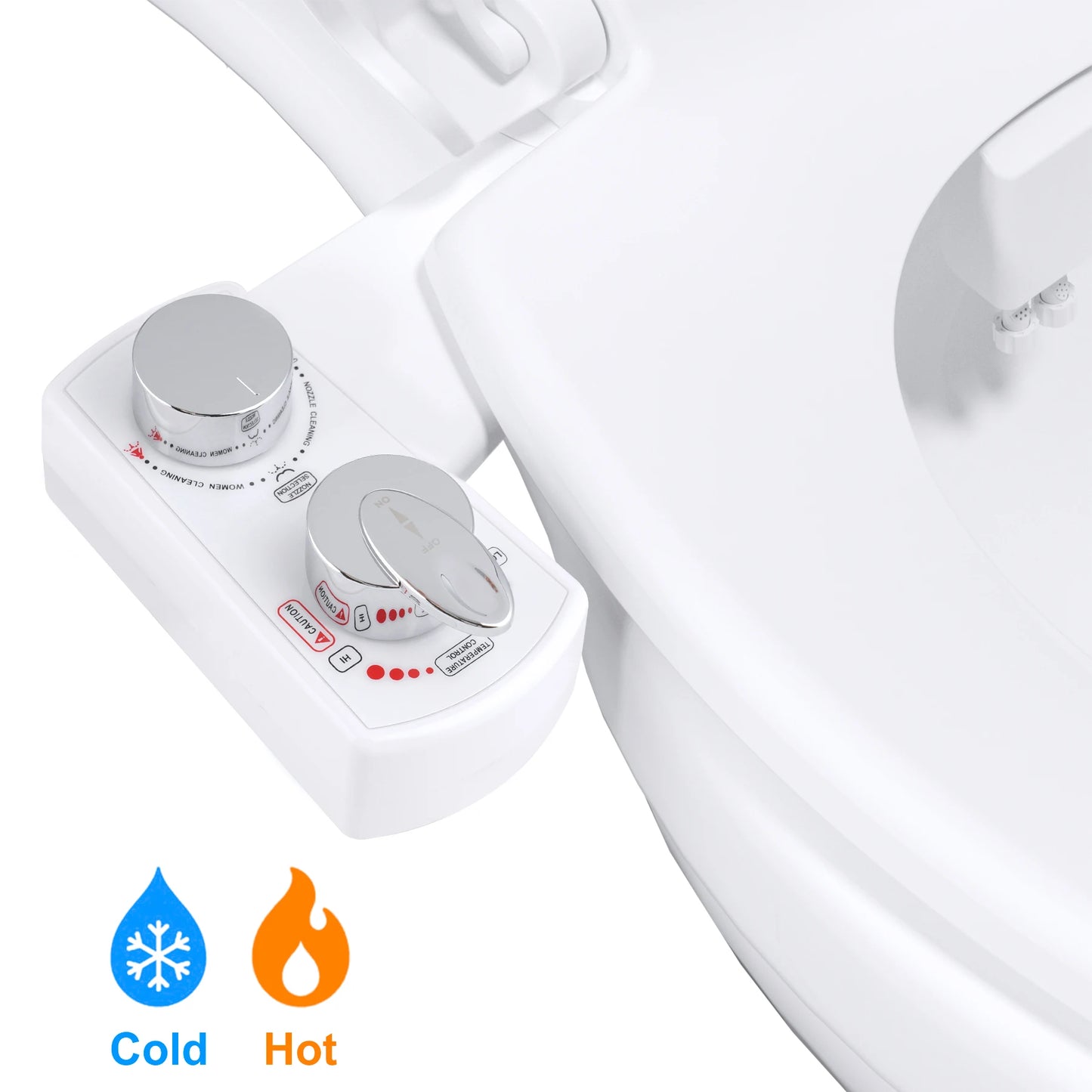 Bidet Attachment for Toilet, Hot and Cold Water Spray Non-Electric Dual Nozzle for Frontal & Rear Wash Adjustable Water Pressure