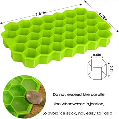 Honeycomb 37-Cell Ice Tray Silicone Cube Mold For Whiskey