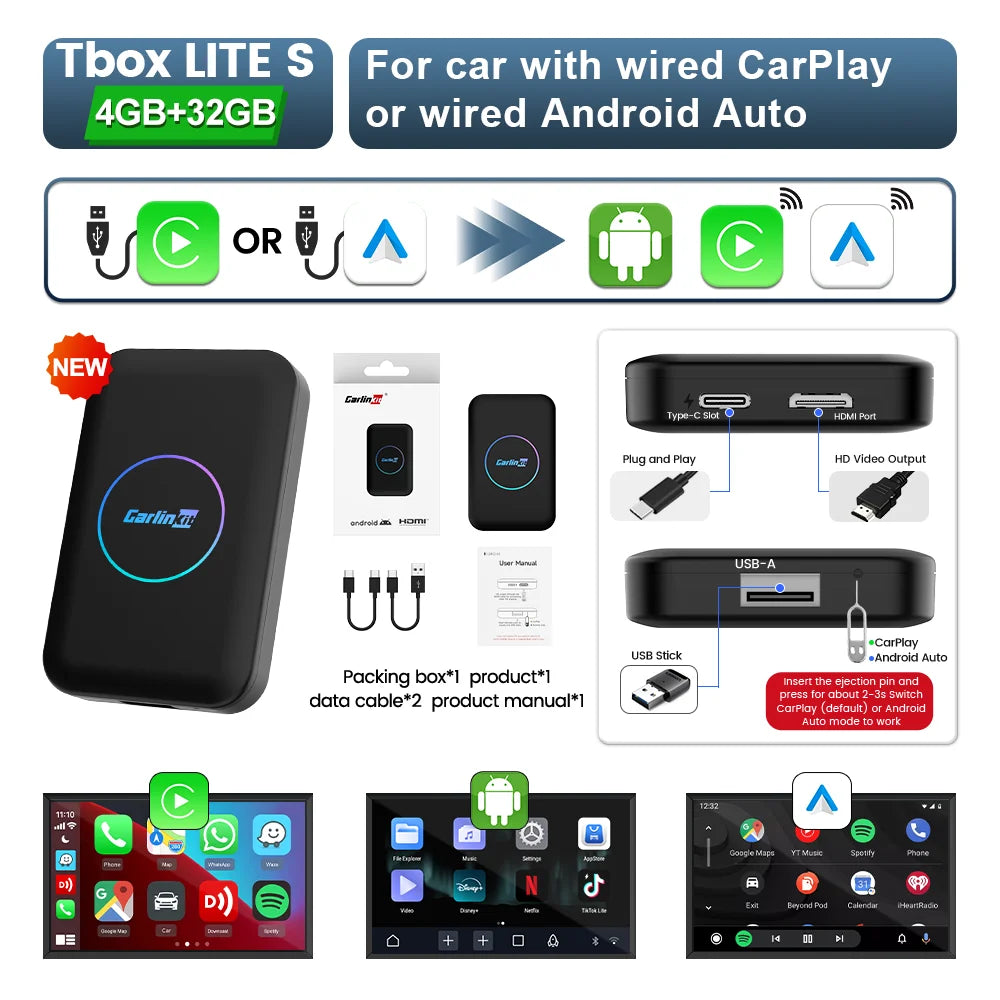 CarPlay AI Box With Wireless Android Auto And Netflix Support