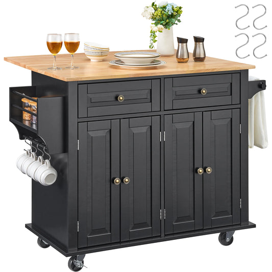 Kitchen Island Cart With Storage Cabinet And Drop Leaf