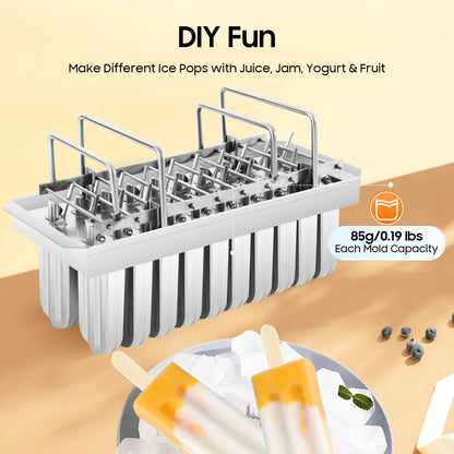 20 Cavity Stainless Steel Popsicle Maker Mold with Sticks, DIY Ice Cream Mold for Home, Party, Restaurant Bulk Treats