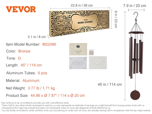 Wind Chimes for Outside Deep Tone Unique Outdoor Decor Patio Porch Garden