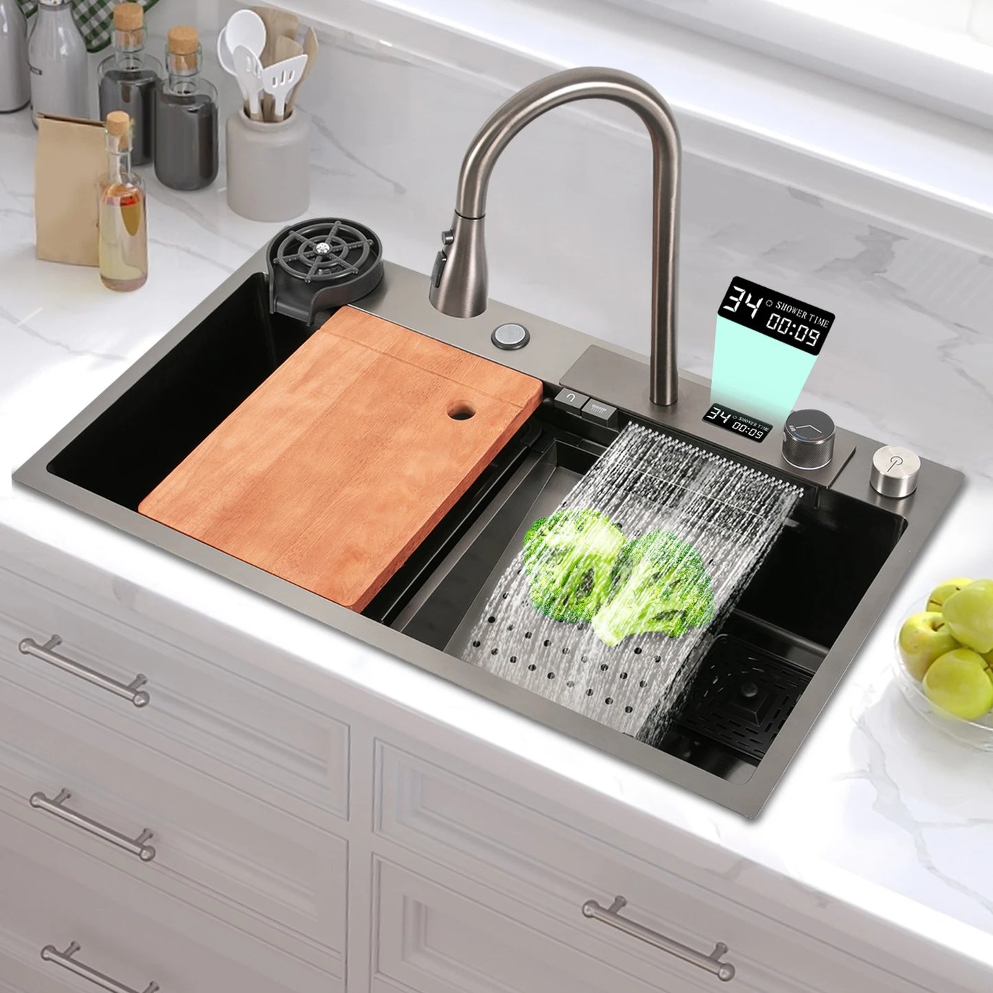 201 Stainless Steel Kitchen Sink Set With Nano Electroplating