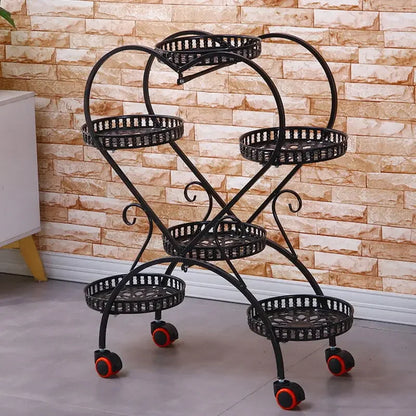 Heart Shaped 6 Pots Plant Flower Stand Metal Holder Shelf Black Storage Rack forn Living Room Indoor Garden Application