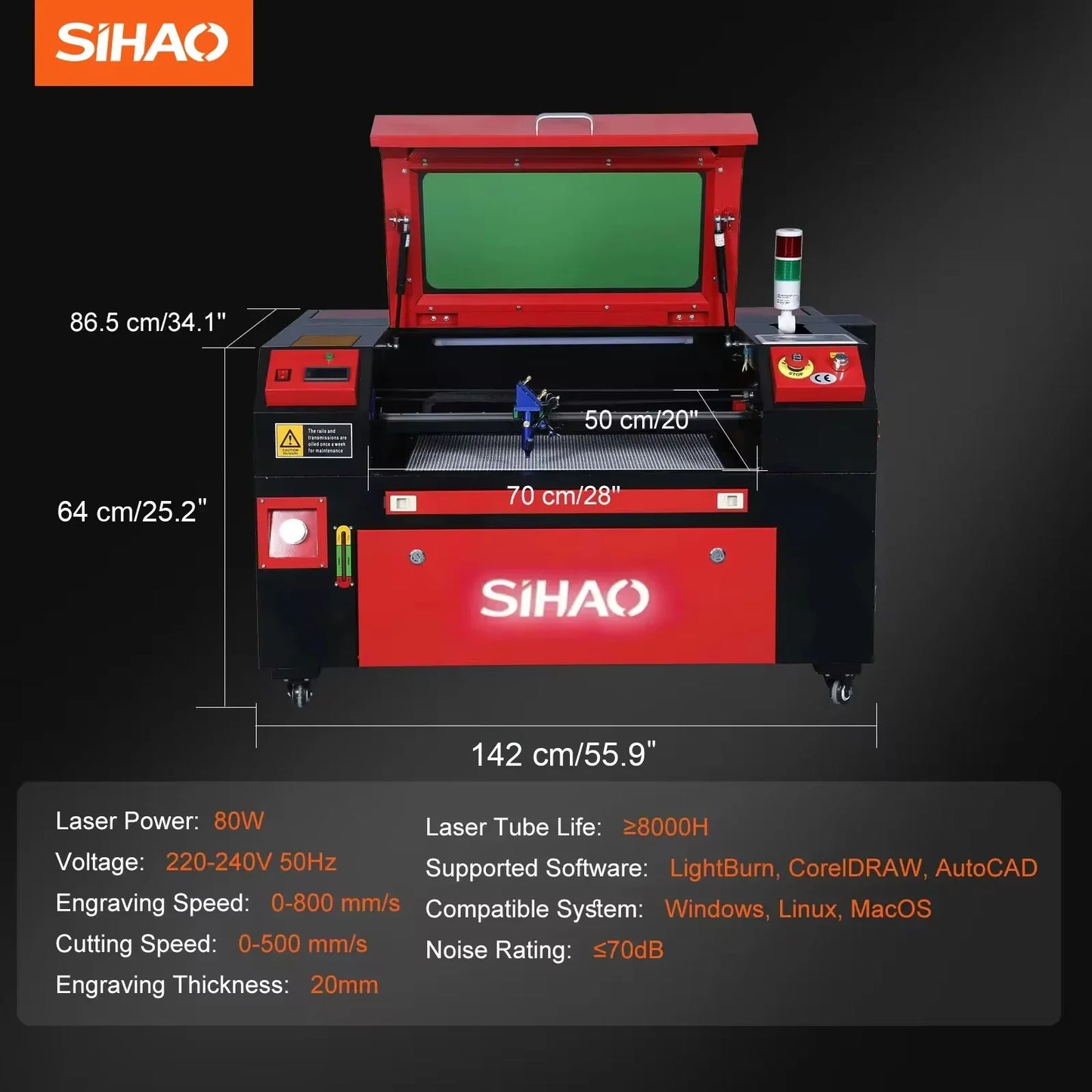 Sihao 130W Laser Engraver CO2 Engraving Machine For Fabric