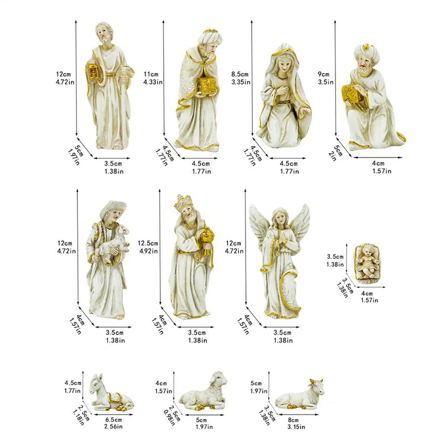 Nativity Set 11-Piece Nativity Scene Set Indoor Christmas Religious Figurine Ornament For Church Holiday Yard Door Kids Home