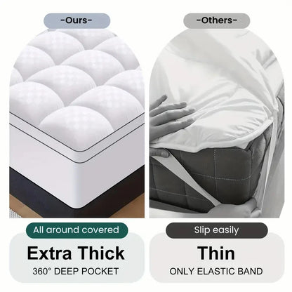 Extra Thick Mattress Cover Cooling Noiseless Breathable Fitted Machine Washable