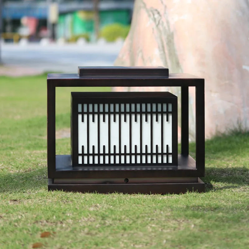 Outdoor LED Lawn Solar Lamp 85~265V Lmitated Marble Square Pillar Light 3 Color Dimmable Remote Control Steet lamp Adorn