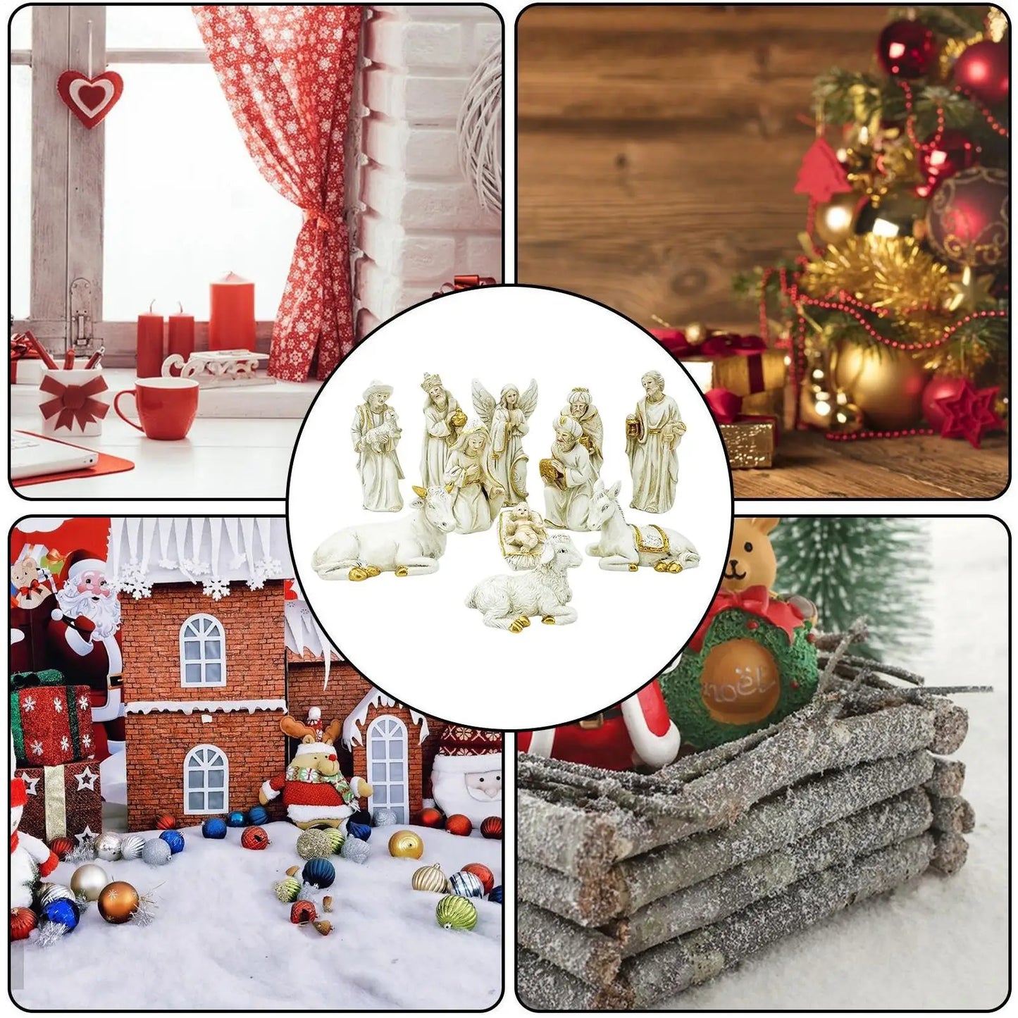 Nativity Set 11-Piece Nativity Scene Set Indoor Christmas Religious Figurine Ornament For Church Holiday Yard Door Kids Home