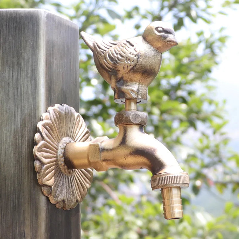 Bathroom Garden Faucet Antique Brass Kindergarden Wall Mount Animal Cold Water Faucet Basin Faucet