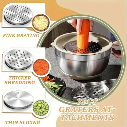 Mixing Bowls With Airtight Lids And Grater Attachments