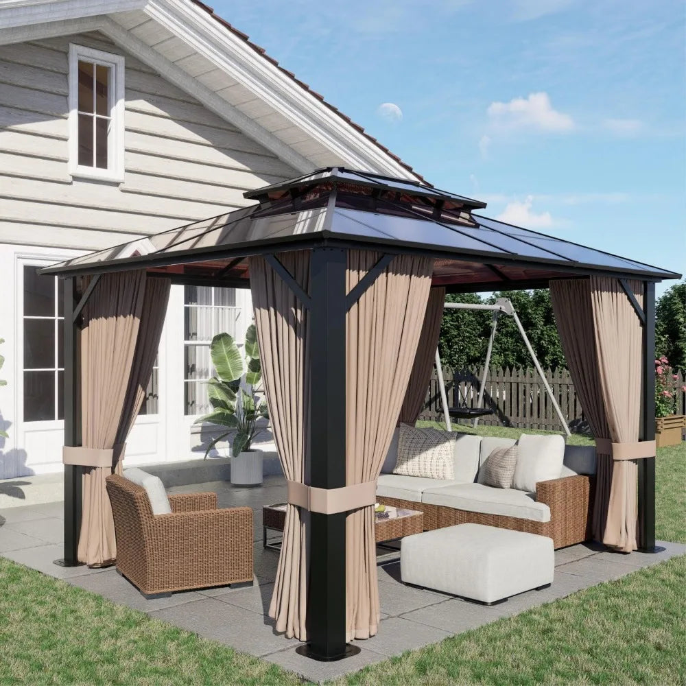 SOLUMIAM Hardtop Gazebo With Aluminum Frame And Netting