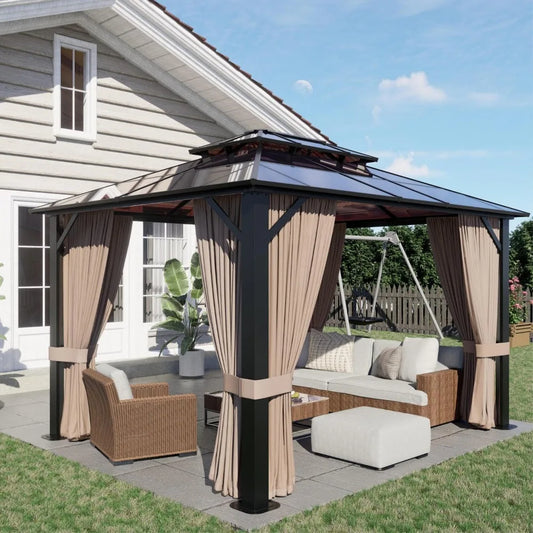SOLUMIAM Hardtop Gazebo With Aluminum Frame And Netting