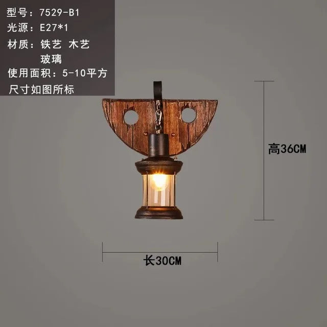 Retro Wooden Wall Lamp for Living Room Wood LED Sconces Cafe Bar Bedroom Bedside Industrial Style Home Decor Wall Light Fixtures